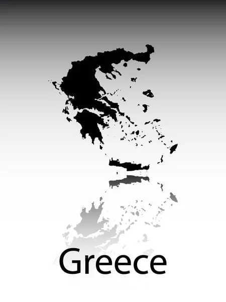 Black Labeled Silhouette Map European Country Greece Reflection Gray Gradient — стоковий вектор