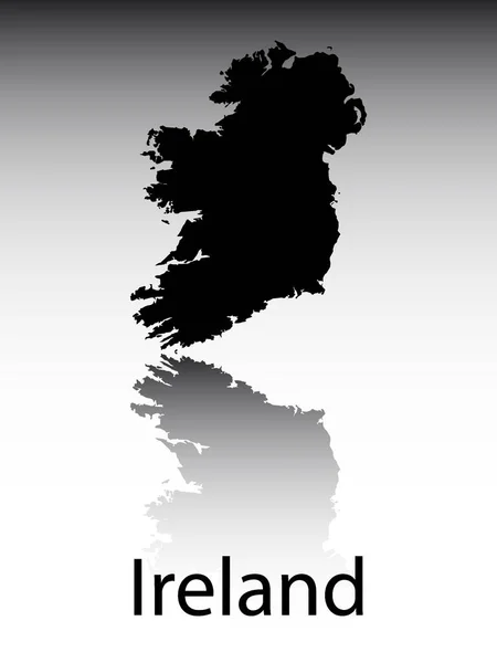 Black Labeled Silhouette Map European Country Ireland Reflection Gray Gradient — Wektor stockowy