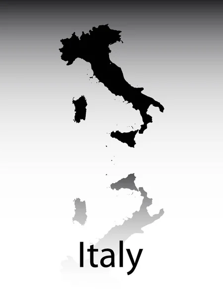 Black Labeled Silhouette Map European Country Italy Reflection Gray Gradient — стоковий вектор