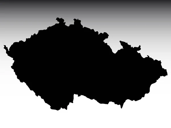 Preto Mapa Plano País Europeu República Checa Fundo Gradiente Cinza —  Vetores de Stock