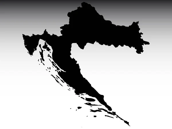 Black Flat Map European Country Croatia Gray Gradient Background — стоковий вектор