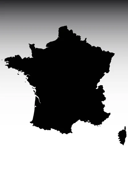 Franciaország Európai Országának Fekete Lapos Térképe Szürke Gradiens Háttéren — Stock Vector