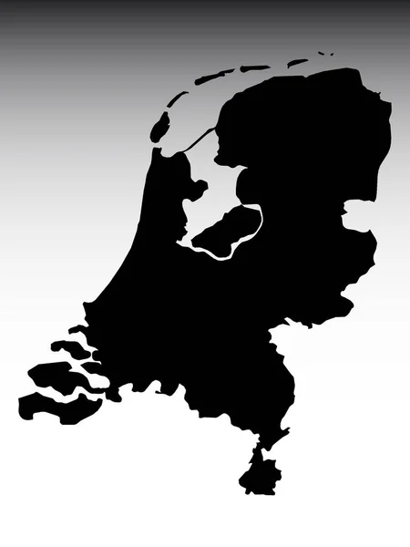 Black Flat Map European Country Netherlands Gray Gradient Background — Stockový vektor