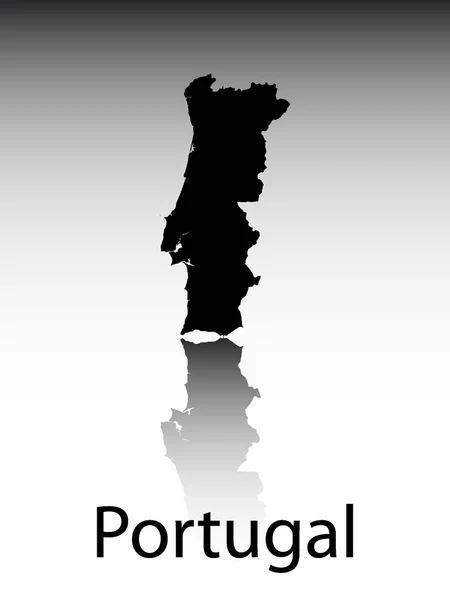 Black Labeled Silhouette Map European Country Portugal Reflection Gray Gradient — стоковий вектор