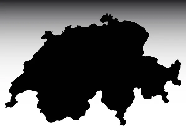 Schwarze Flache Landkarte Des Europäischen Landes Schweiz Auf Grauem Hintergrund — Stockvektor