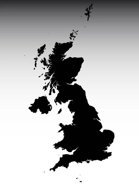 Black Flat Map European Country United Kingdom Gray Gradient Background — стоковий вектор