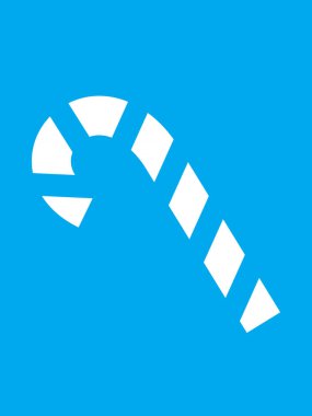 Mavi Arkaplanda Beyaz Noel Dekoratif Şeker Çubuğu