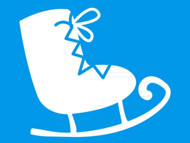 Mavi Arkaplanda Beyaz Noel Dekoratif Buz Pateni Simgesi