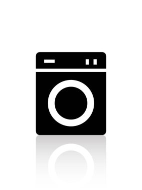 Beyaz Arkaplanda Yansıması Olan Bir Yıkama Makinesi Otel Simgesi Siyah Resimleri