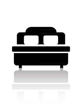 Beyaz Arkaplanda Yansıması Olan Bir Fransız Yatağı Otelinin Siyah Resimleri