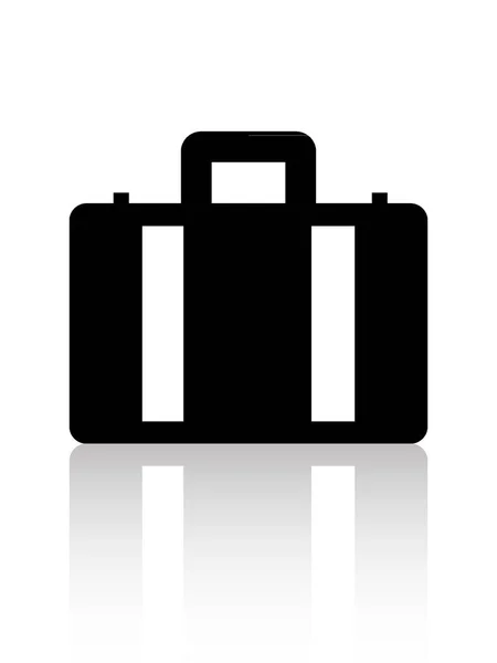 Black Illustrations Travel Luggage Suitcase Hotel Icon Reflection White Background — Stock Vector