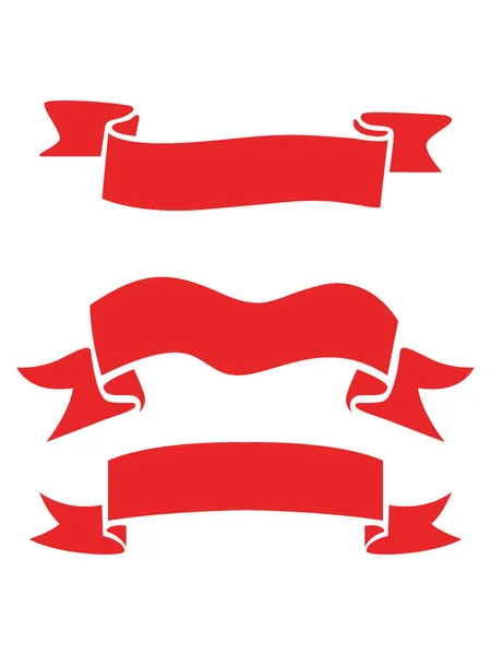 Vector Illustration Flat Red Decorative Holidays Christmas Ribbon Banner Set — Stock Vector