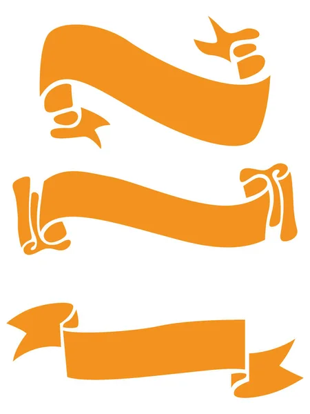 Vektor Illustration Eines Flachen Orange Dekorative Feiertage Weihnachtsband Banner Set — Stockvektor