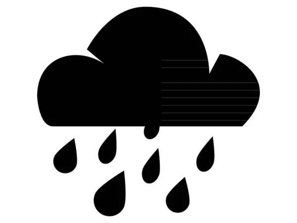 Black Flat Forecast Weather Icon Heavy Rain — Stock Vector