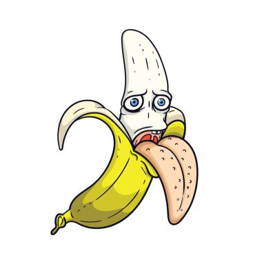 Gözler ve ağız ve dil ile muz