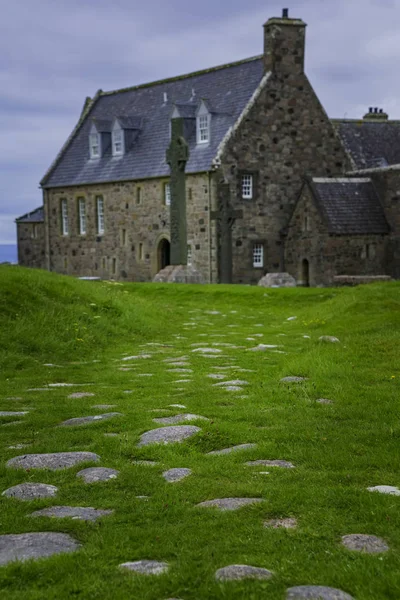 Street Dead Temetés Zarándok Felvonulás Útvonal Vezet Iona Abbey — Stock Fotó