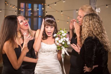 Friends Upseting Bride at a Wedding clipart