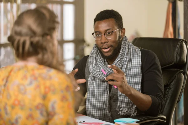 Handsome African American Man with Colleague or Client — Stok Foto