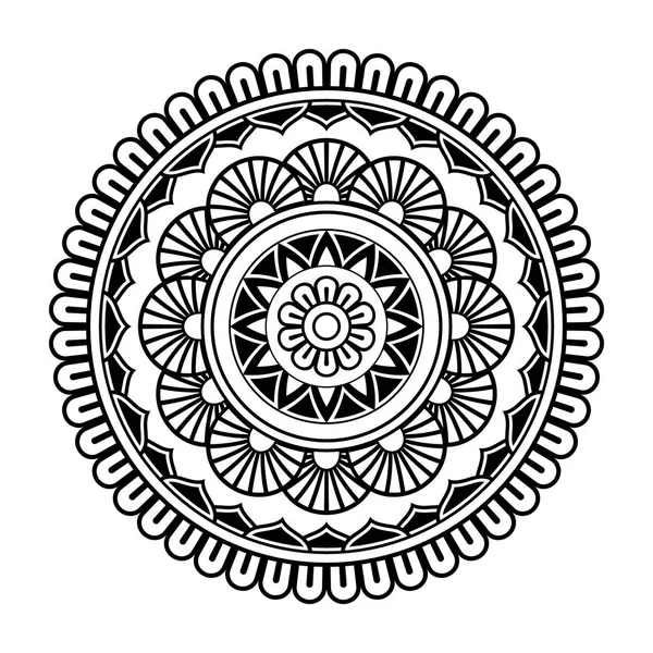 Mandala Isolé Dans Vecteur Modèle Ligne Ronde Elément Décoratif Monochrome — Image vectorielle