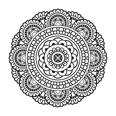 Vektör mandala beyaz arkaplanda izole edildi. Mandala 'lı süs kartı. Basit çizgi deseni 