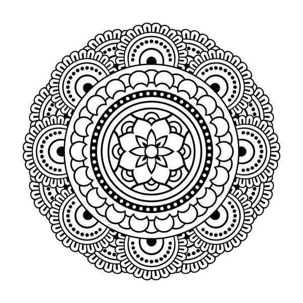 Mandala Isolé Dans Vecteur Modèle Ligne Ronde Elément Décoratif Monochrome — Image vectorielle