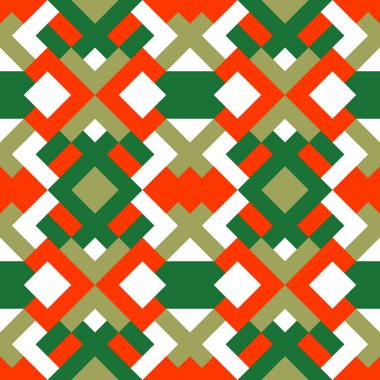 Vektörde soyut, pürüzsüz desen. Basit geometrik dokular. Kırmızı, beyaz ve yeşil arkaplan