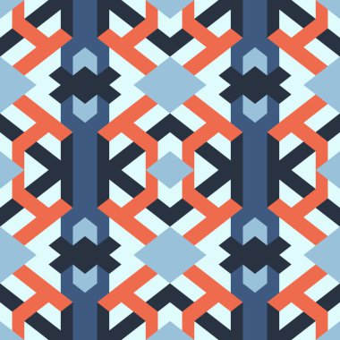 Vektörde soyut, pürüzsüz desen. Basit geometrik dokular. Mavi ve turuncu renkli arkaplan