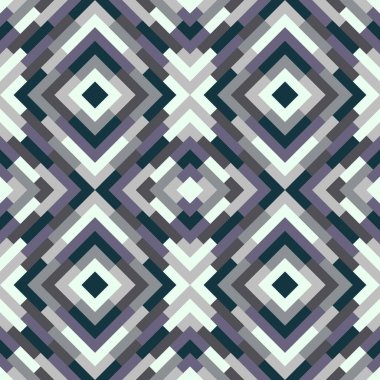 Üçgenleri ve kareleri olan geometrik dikişsiz vektör deseni. Gri ve açık mavi renkli tasarım için sonsuz soyut arkaplan