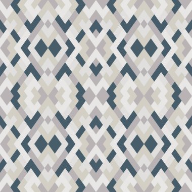 Soyut, dikişsiz, çok renkli desen. Gri renkli üçgenlerin vektör geometrik arkaplanı. Tekstil, palyaço, halı, warp, kitap kapağı, giysiler için mozaik dokusu