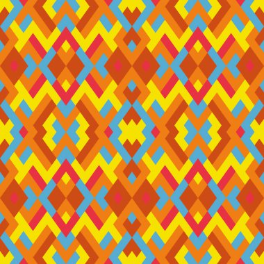 Vektörde soyut, pürüzsüz desen. Basit geometrik dokular. Kırmızı, sarı ve mavi renklerde arkaplan