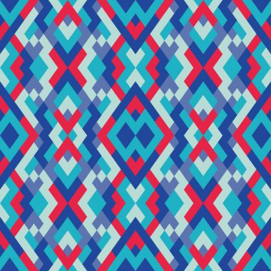 Vektörde soyut, pürüzsüz desen. Basit geometrik dokular. Mavi ve kırmızı renklerde arkaplan