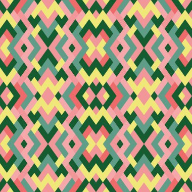 Vektörde soyut, pürüzsüz desen. Basit geometrik dokular. Kırmızı, sarı ve yeşil renkli arkaplan