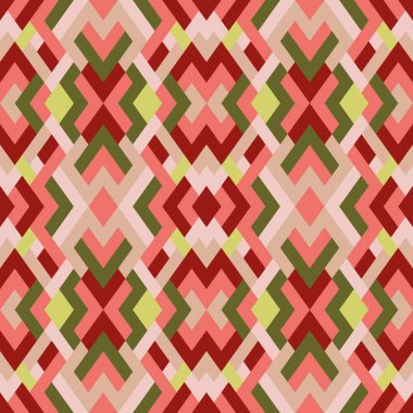 Vektörde soyut, pürüzsüz desen. Basit geometrik dokular. Kırmızı ve yeşil renklerde sonsuz arkaplan