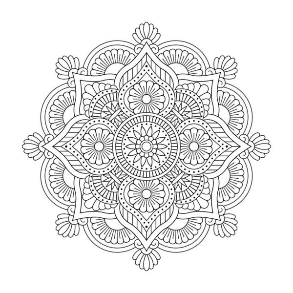 Elszigetelt Fekete Mandala Vektorban Kerek Egyszerű Vonal Festetlen Minta Vintage — Stock Vector