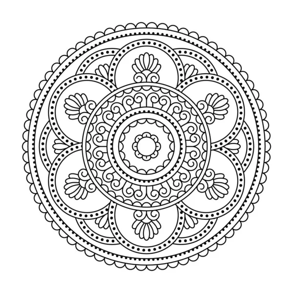 Elszigetelt Fekete Mandala Vektorban Kerek Vonal Minta Vintage Monokróm Elem — Stock Vector