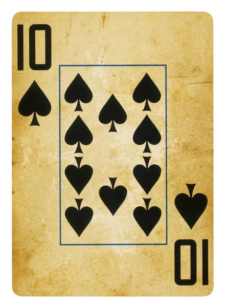 Ten Spades Vintage Playing Card Isolated White Clipping Path Included — Stock Photo, Image