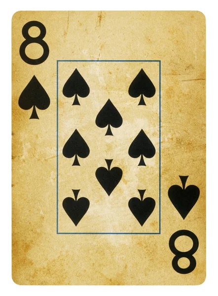 Eight Spades Vintage Playing Card Isolated White Clipping Path Included — Stock Photo, Image