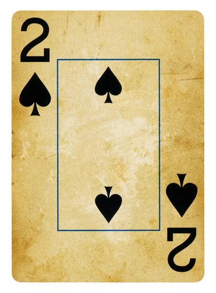 Two Spades Vintage Playing Card Isolated White Clipping Path Included — Stock Photo, Image