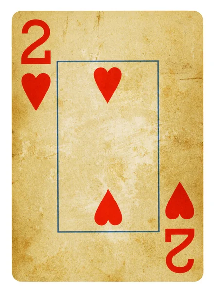 Két Hearts Vintage Kártya Elszigetelt Fehér Nyírás Útvonal Tartalmazza — Stock Fotó
