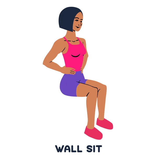Сядь. Спортивные упражнения. Силуэты женщины, делающей упражнения. Тренировка, обучение . — стоковый вектор
