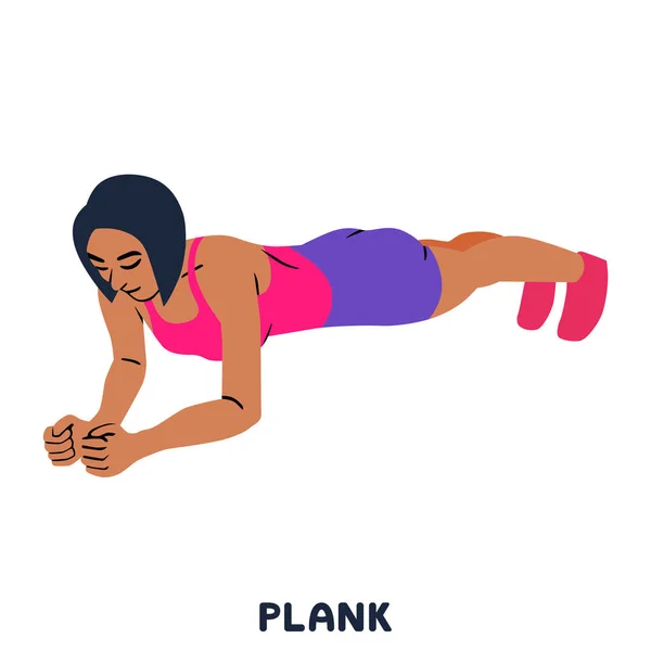 Push-ups. Sport exersice. Silhouetten van vrouw doen oefening. Training, opleiding. — Stockvector