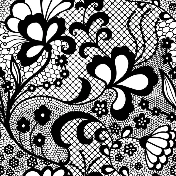 Lace seamless pattern with flowers — Stock Vector