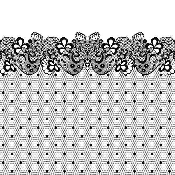 Seamless vintage black lace border. Invitation card. — Stock Vector