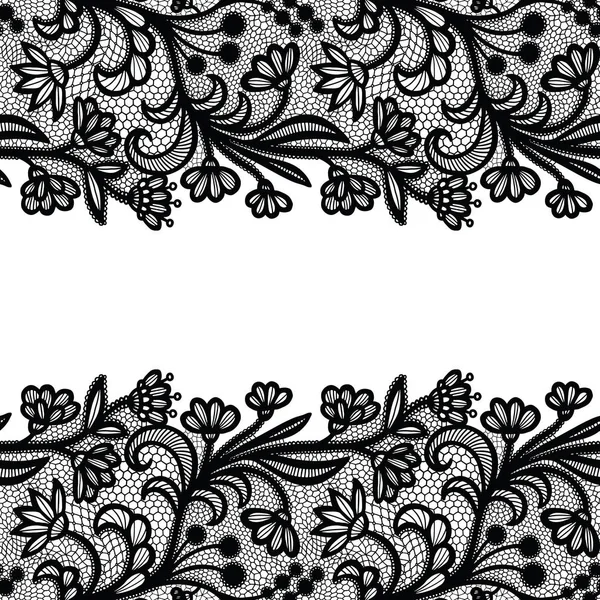 Encaje vintage negro elegante encaje. Lacy border . — Vector de stock