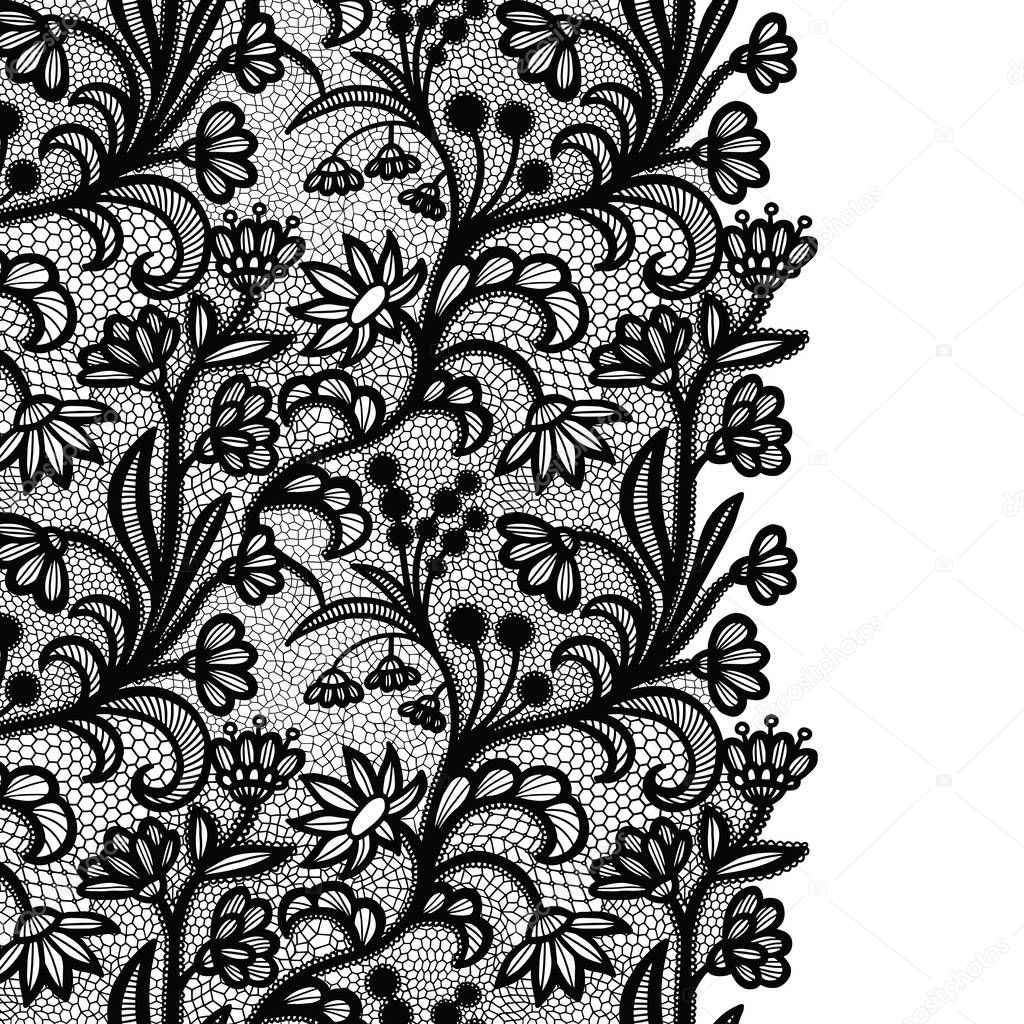 Black vintage lace elegant lace. Lacy border.