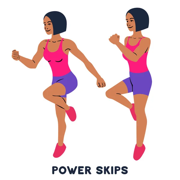 电源跳 运动的努力 做运动的妇女的剪影 训练向量例证 — 图库矢量图片