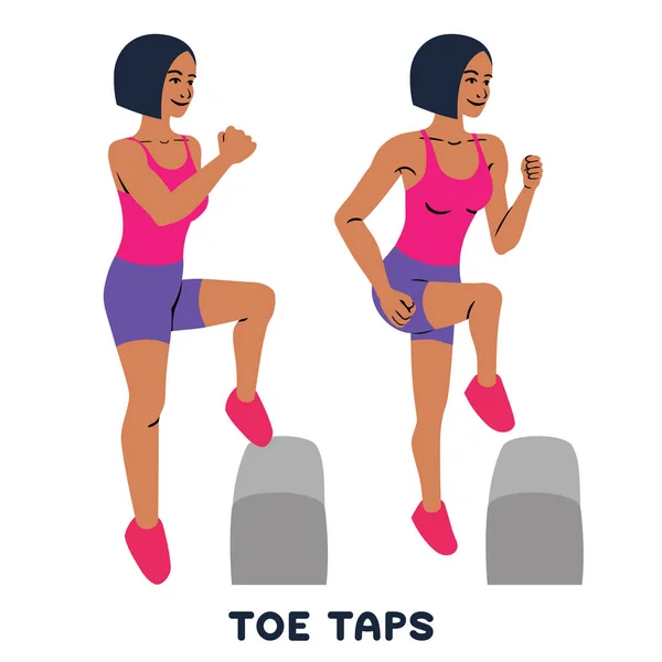 脚趾水龙头 运动的努力 做运动的妇女的剪影 训练向量例证 — 图库矢量图片