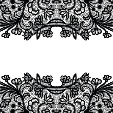 Sorunsuz dantel sınır. Vektör çizim. Siyah dantelli vintage zarif trim.