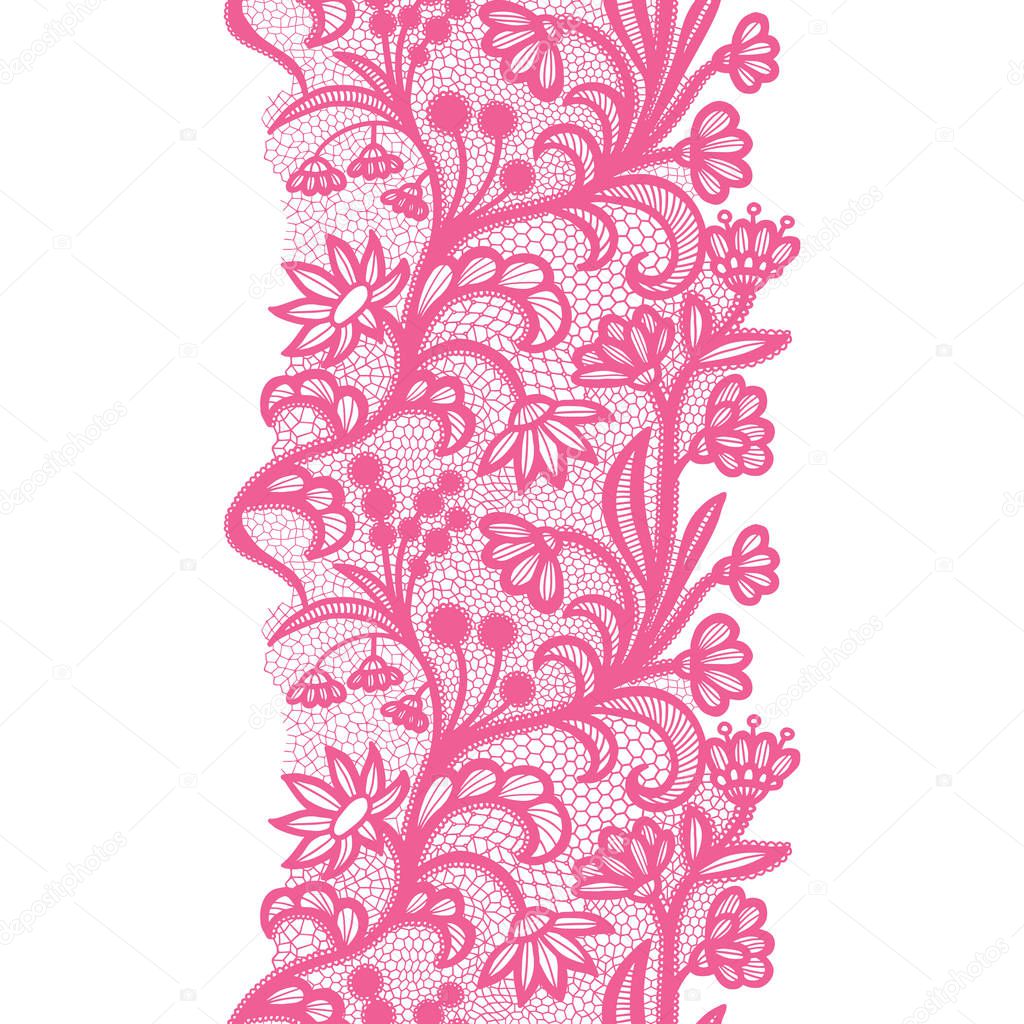 White lacy vintage elegant trim. Vector illustration.