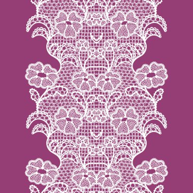 Beyaz dantelli vintage zarif trim. Vektör çizim.